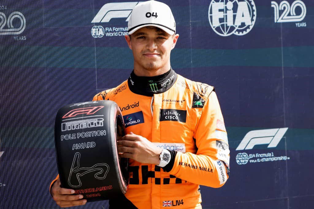 LANDO Norris claims pole position in the Netherlands.